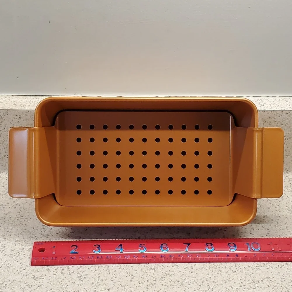 New Loaf Meatloaf Pan Removeable Drain Pan Non-Stick‎ Copper Coating 9 7/8x5 1/2